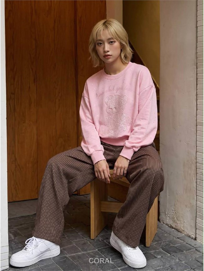 Mini Simli SweatShirt 5917 Pembe