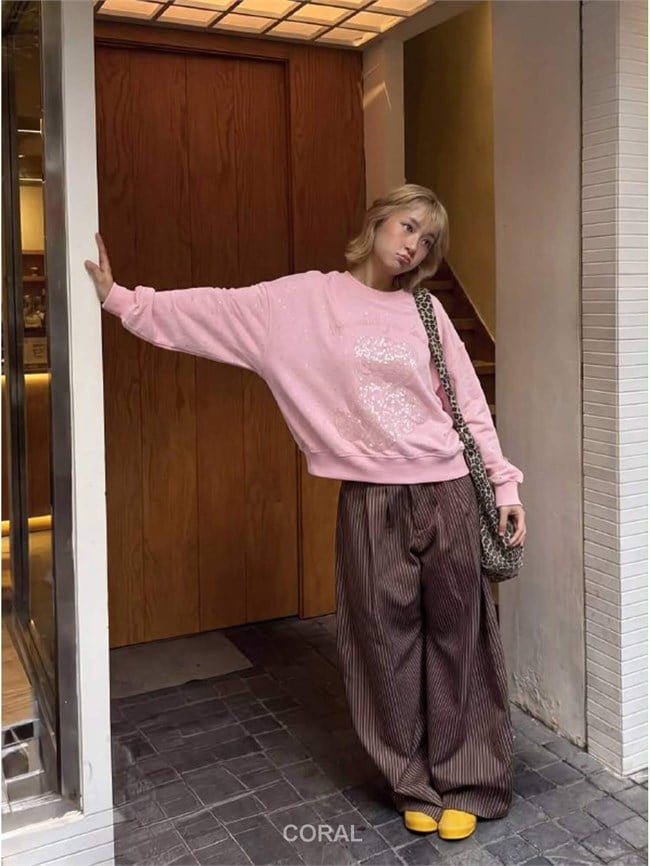 Mini Simli SweatShirt 5917 Pembe