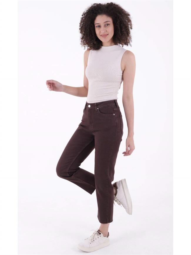 Mom Fit Kot Pantolon 764-78 Kahve