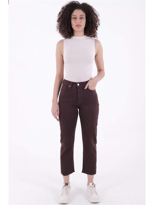 Mom Fit Kot Pantolon 764-78 Kahve