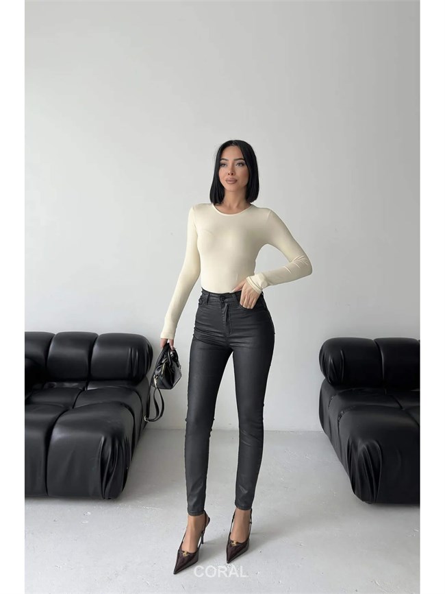 Mumlu Dar Paça Pantolon 415 Siyah