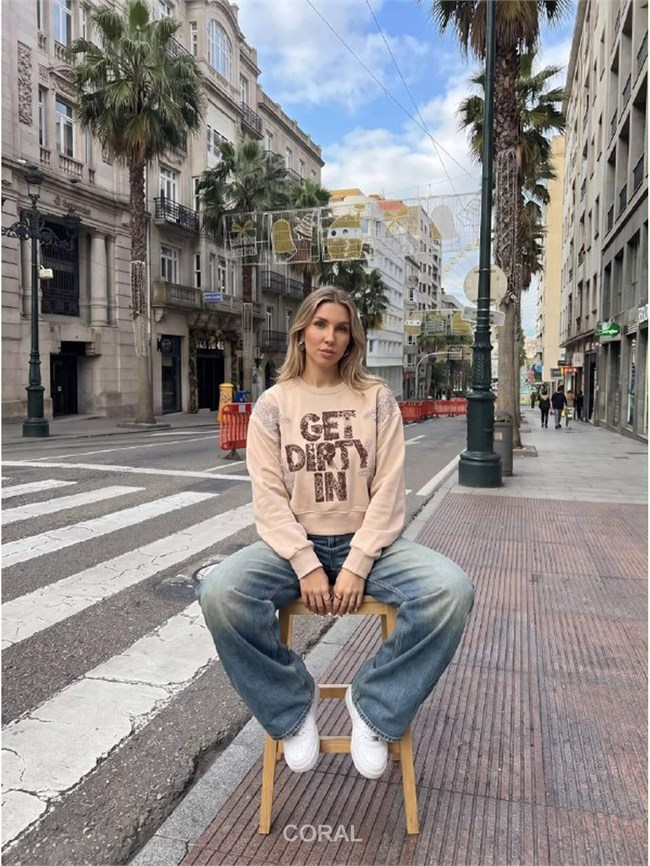 Nakışlı Resimli SweatShirt 5953 Beyaz