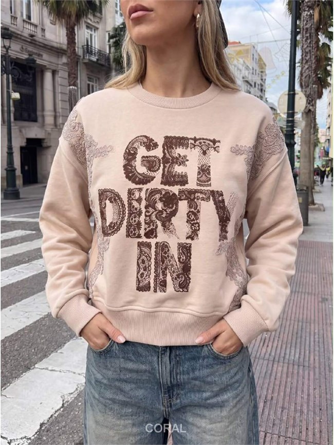 Nakışlı Resimli SweatShirt 5953 Beyaz