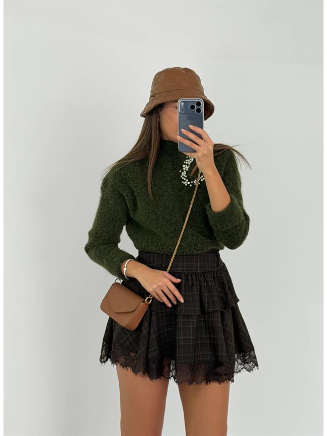 Omzu Taş Detaylı Kazak 7780 Haki