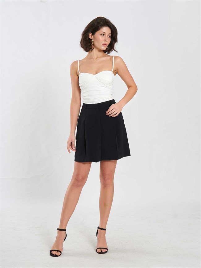 Önü Büzgülü Body 071895 Ekru