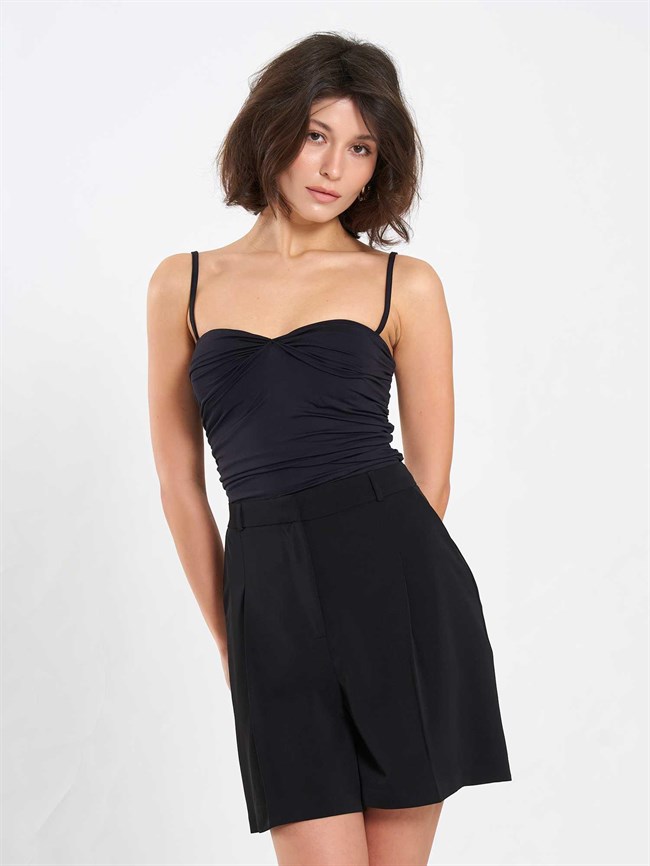 Önü Büzgülü Body 071895 Siyah