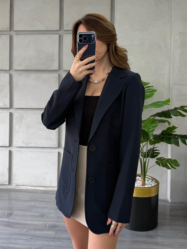 Önü Dikişli Çift Cepli Ceket 0192 Lacivert