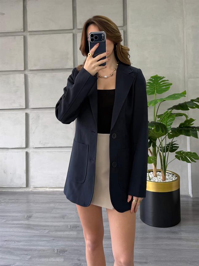 Önü Dikişli Çift Cepli Ceket 0192 Lacivert