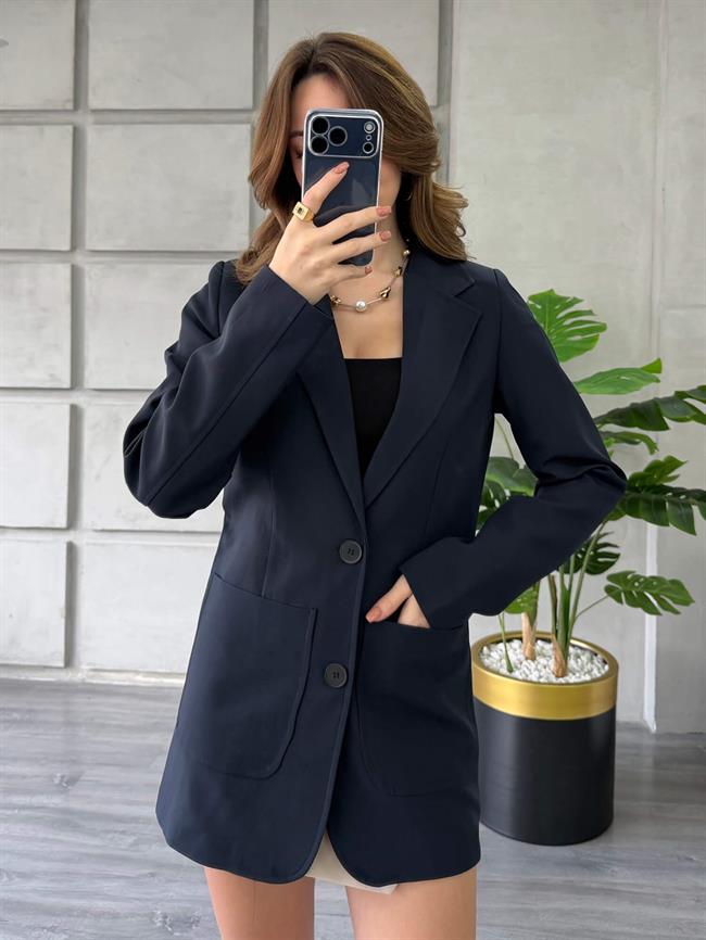 Önü Dikişli Çift Cepli Ceket 0192 Lacivert