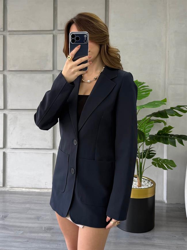 Önü Dikişli Çift Cepli Ceket 0192 Lacivert