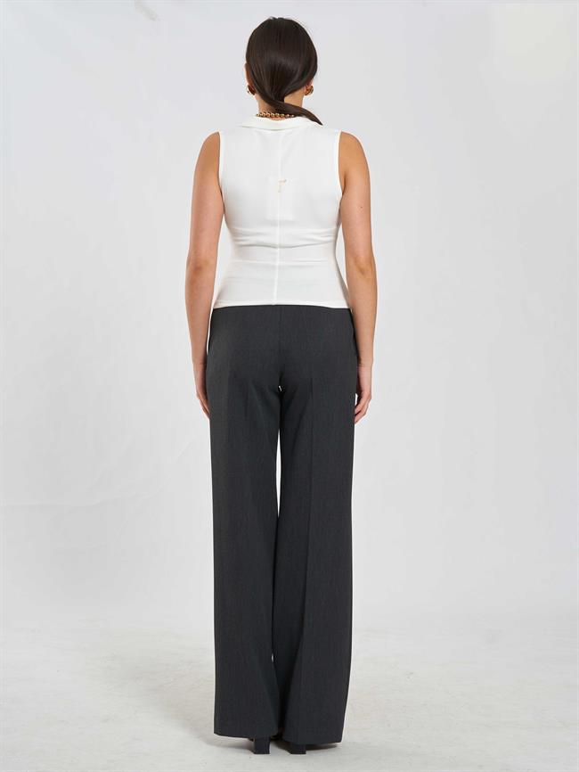 Önü Fermuarlı Örme Kolsuz Badi 071894 Ekru