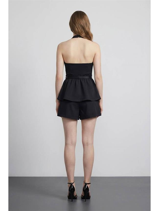 Önü Parçalı Şort Srt01474 Siyah