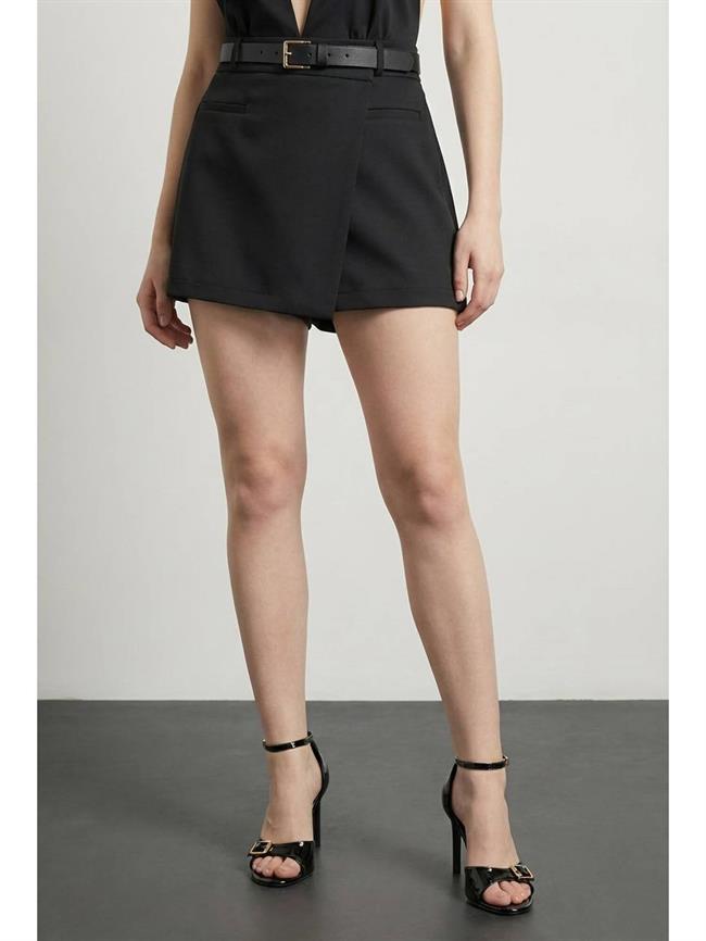 Önü Parçalı Şort Srt01474 Siyah