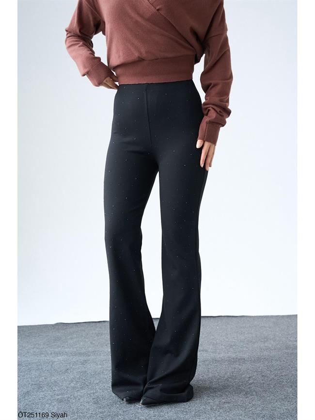 Önü Taşlı İspanyol Tayt Öt251169 Siyah