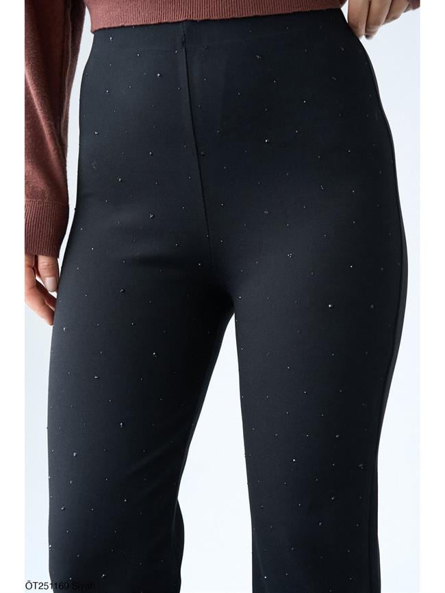 Önü Taşlı İspanyol Tayt Öt251169 Siyah