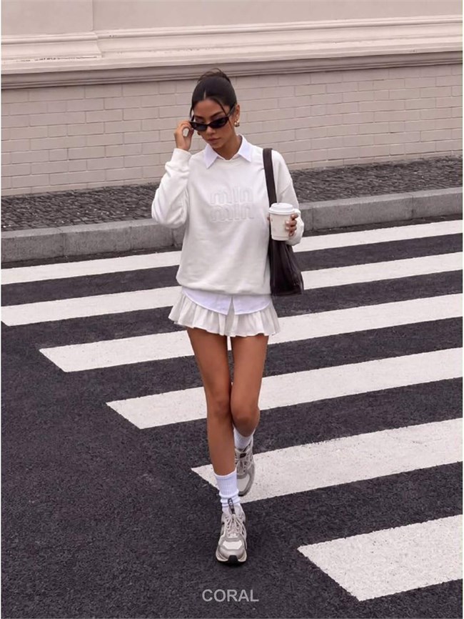 Önü Yazılı SweatShirt 5946 Beyaz