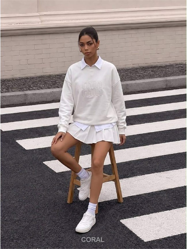 Önü Yazılı SweatShirt 5946 Beyaz