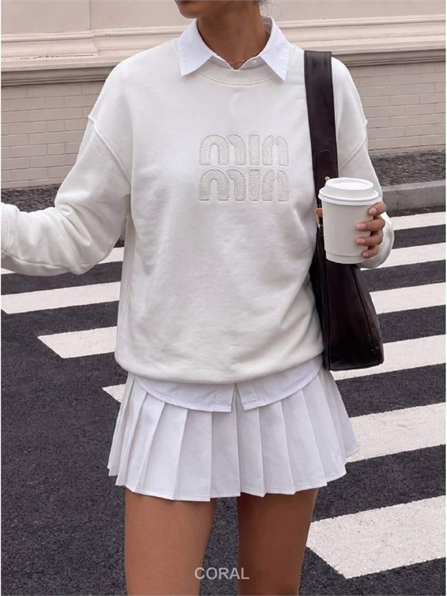 Önü Yazılı SweatShirt 5946 Beyaz