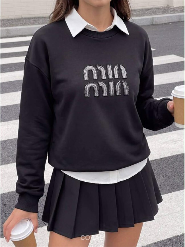 Önü Yazılı SweatShirt 5946 Siyah