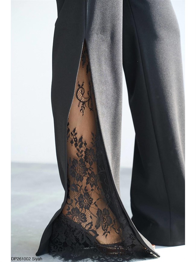 Paçası Dantelli Pantolon DP261002 Siyah