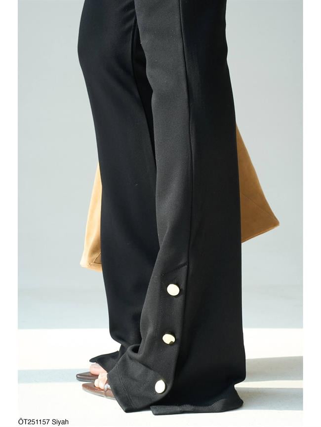 Paçası Düğmeli İspanyol Paça Tayt Öt251157 Siyah
