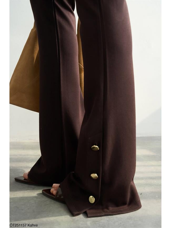 Paçası Düğmeli İspanyol Paça Tayt Öt251157 Kahve