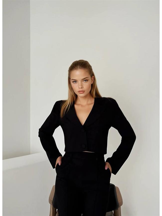 Paçası Fermuarlı Pantolon Ceket Takım 11647 Siyah