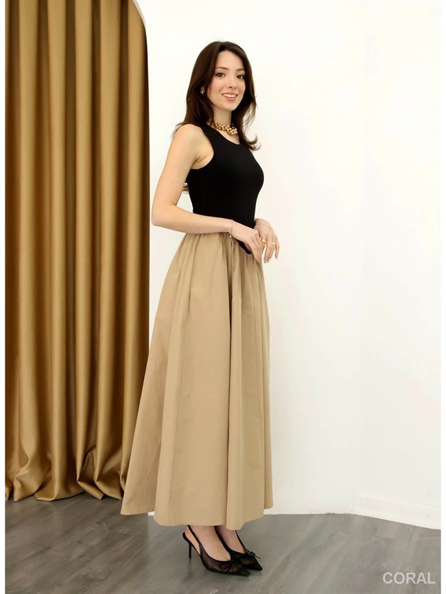 Penyeli Kolsuz Elbise 37231 Siyah / Bej