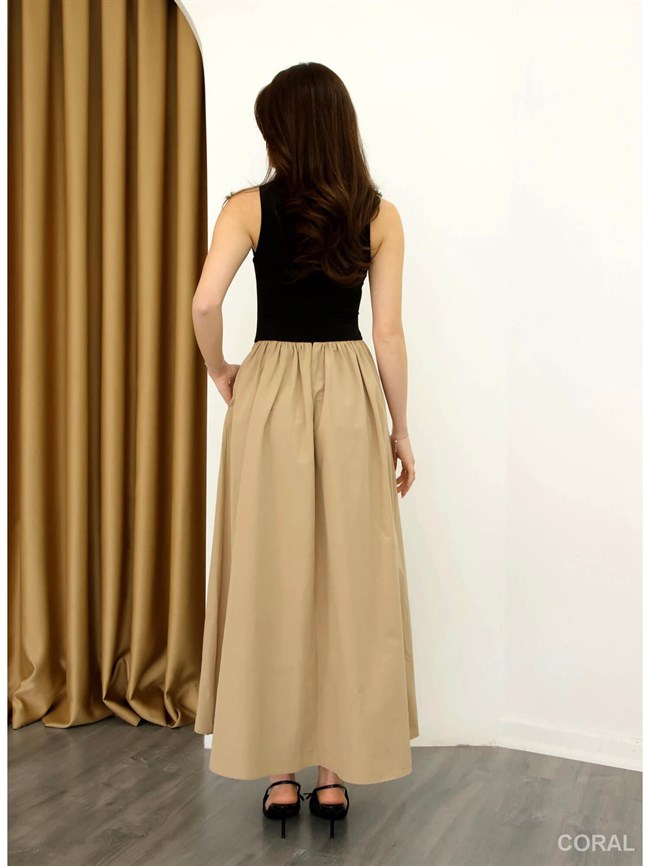 Penyeli Kolsuz Elbise 37231 Siyah / Bej