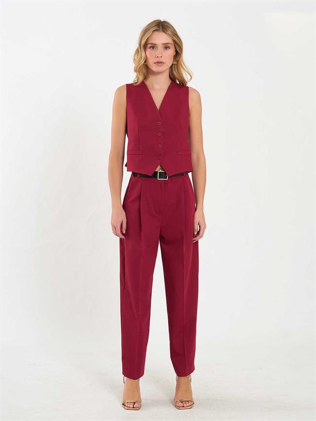Pileli Havuç Pantolon 031640 Bordo