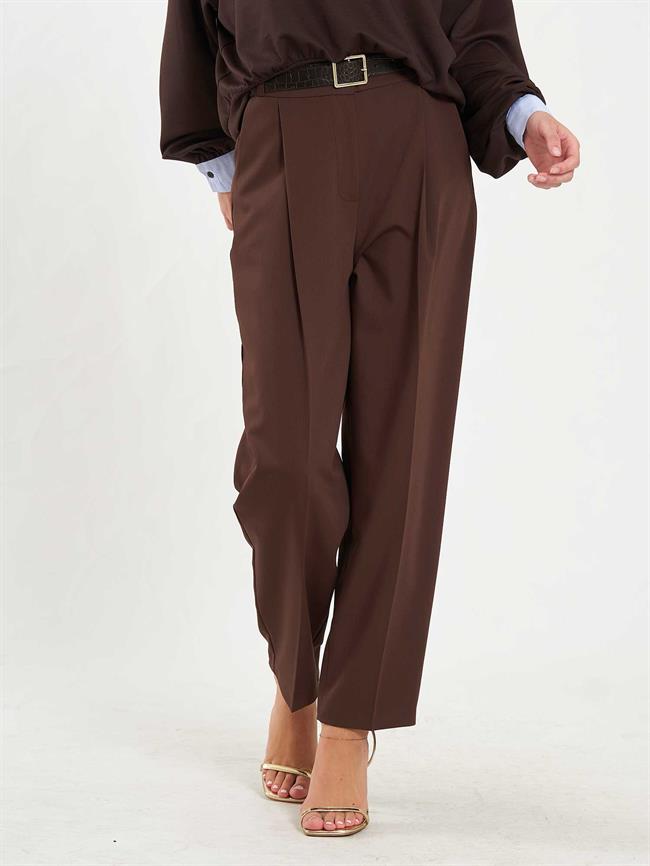 Pileli Havuç Pantolon 031640 Kahve