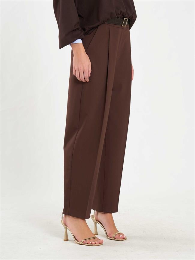 Pileli Havuç Pantolon 031640 Kahve