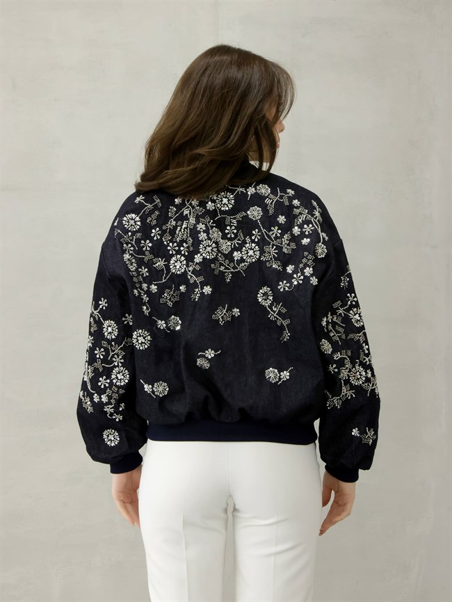 Pul İşlemeli Gabardin Mont 99947 Lacivert