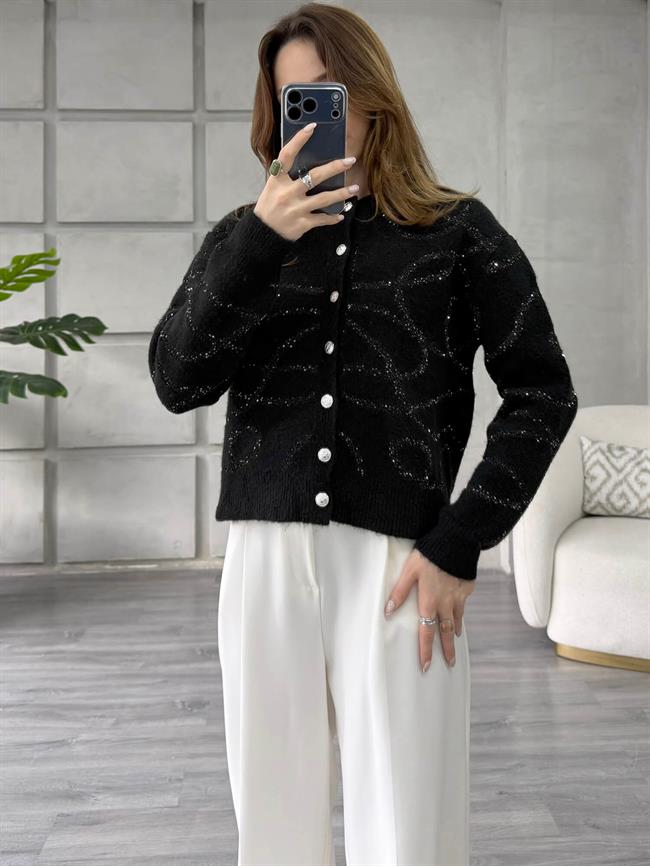 Pullu Düğmeli Ceket 7712 Siyah