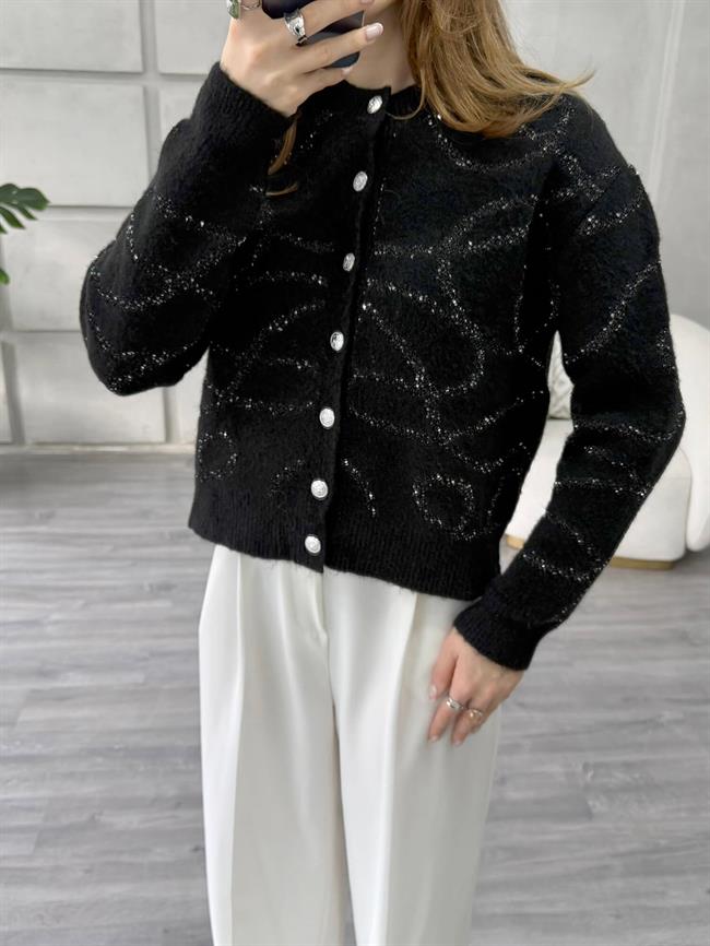 Pullu Düğmeli Ceket 7712 Siyah