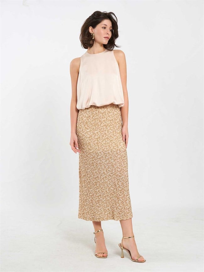 Pullu Midi Payet Etek 041185 Bej