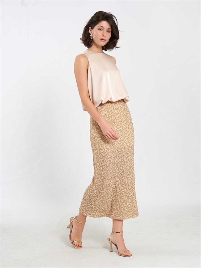 Pullu Midi Payet Etek 041185 Bej