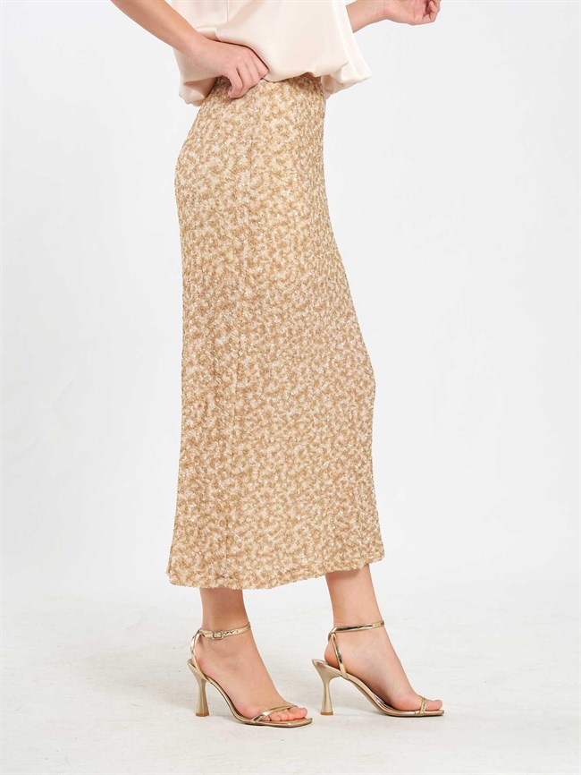 Pullu Midi Payet Etek 041185 Bej