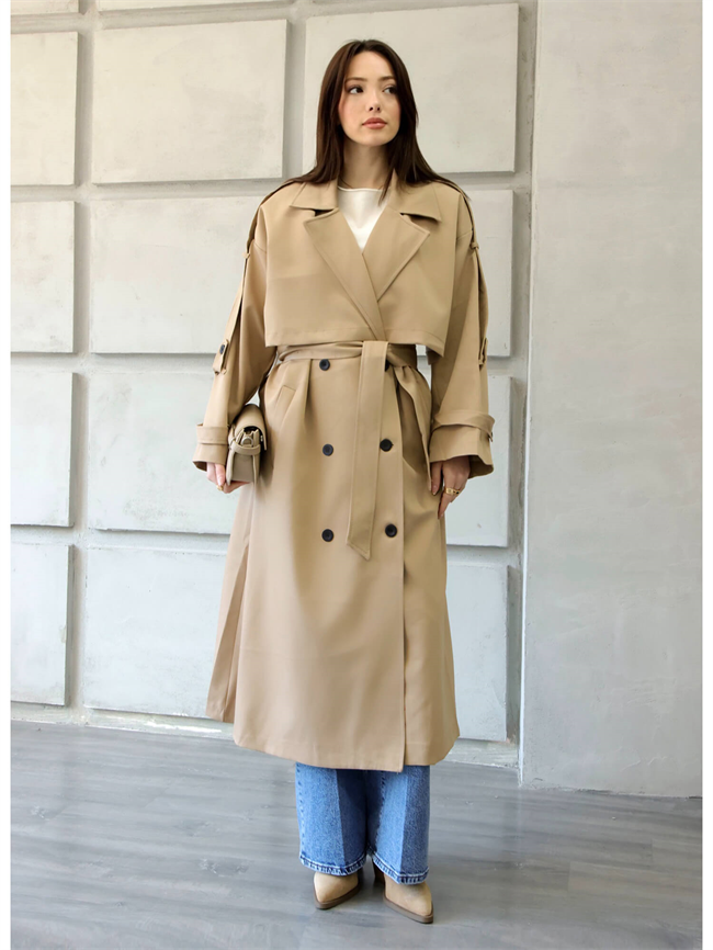 Robalı Kruvaze Trençkot 9476 Camel