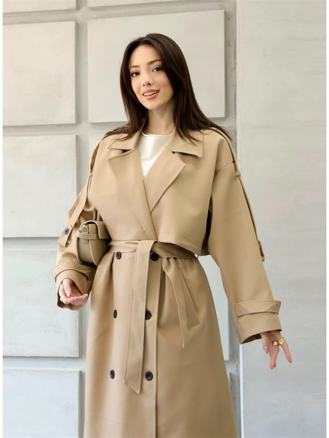 Robalı Kruvaze Trençkot 9476 Camel