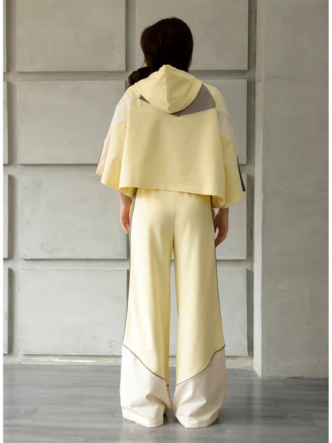 Şerit Detaylı Kapüşonlu Takım 4706 Sarı
