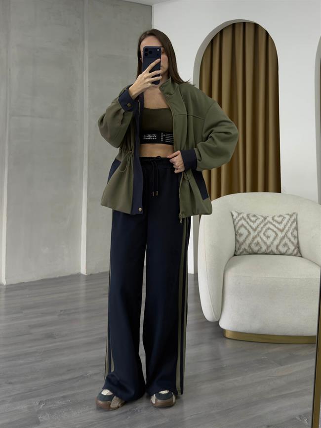 Şeritli Garnili Takım 37060 Haki