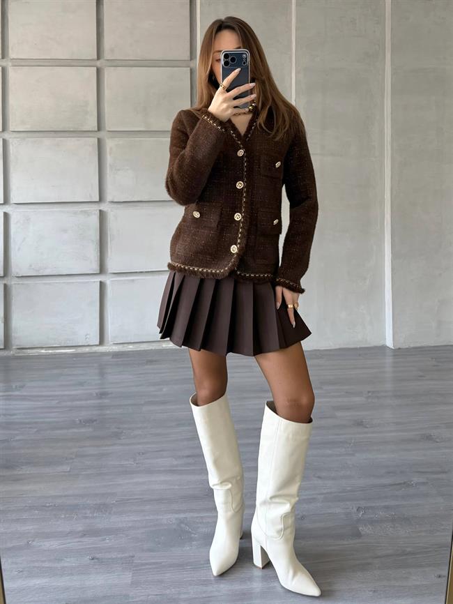 Sim Ve Püskül Detaylı Hırka 140392 Kahve