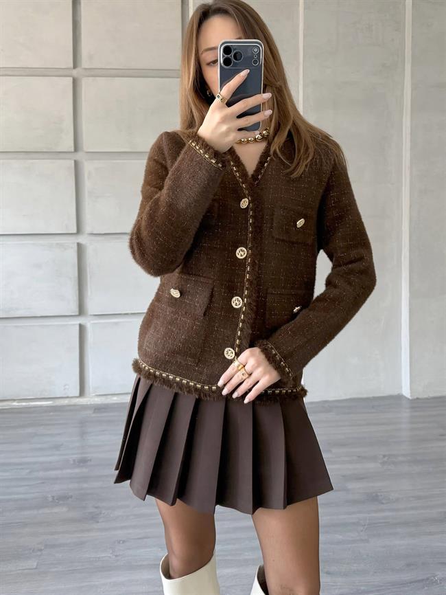 Sim Ve Püskül Detaylı Hırka 140392 Kahve