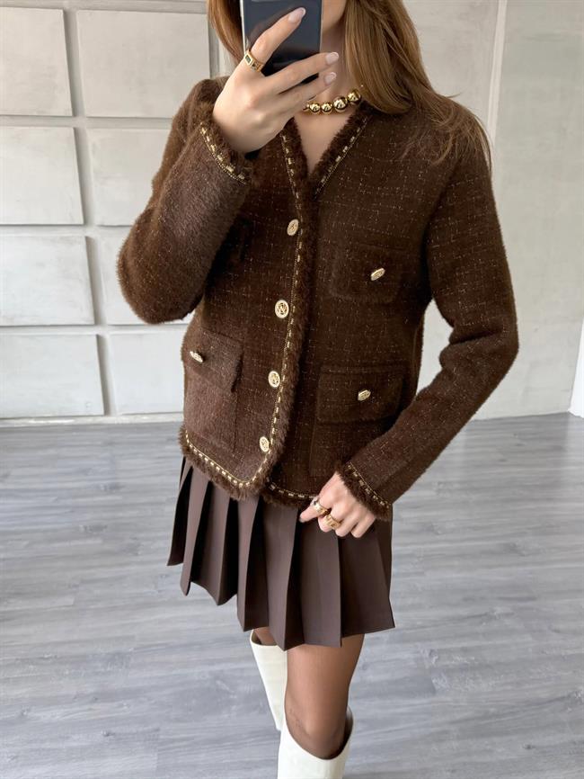 Sim Ve Püskül Detaylı Hırka 140392 Kahve