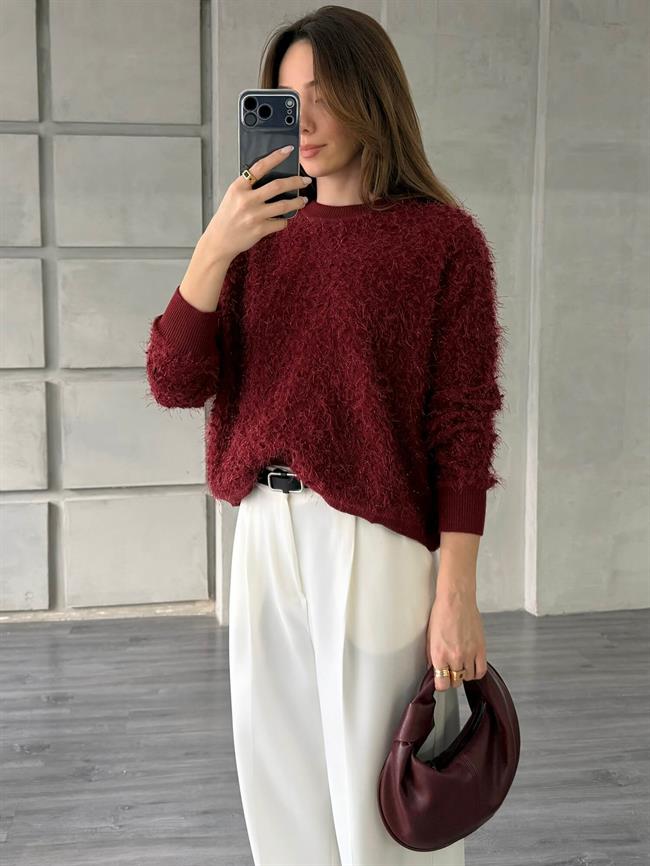 Simli Sakallı Kazak 7682 Bordo