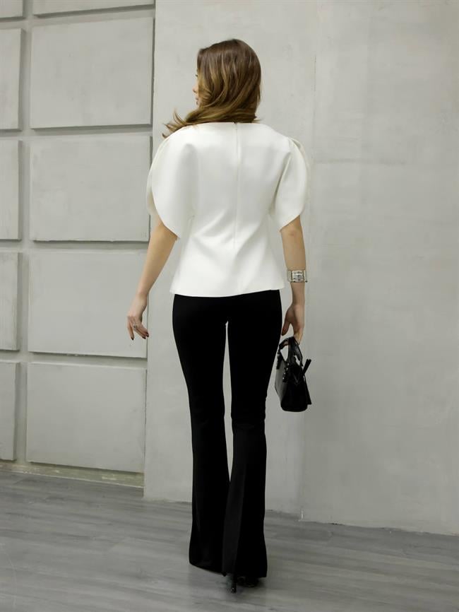 Sırtı Fermuarlı Bluz 3223 Beyaz