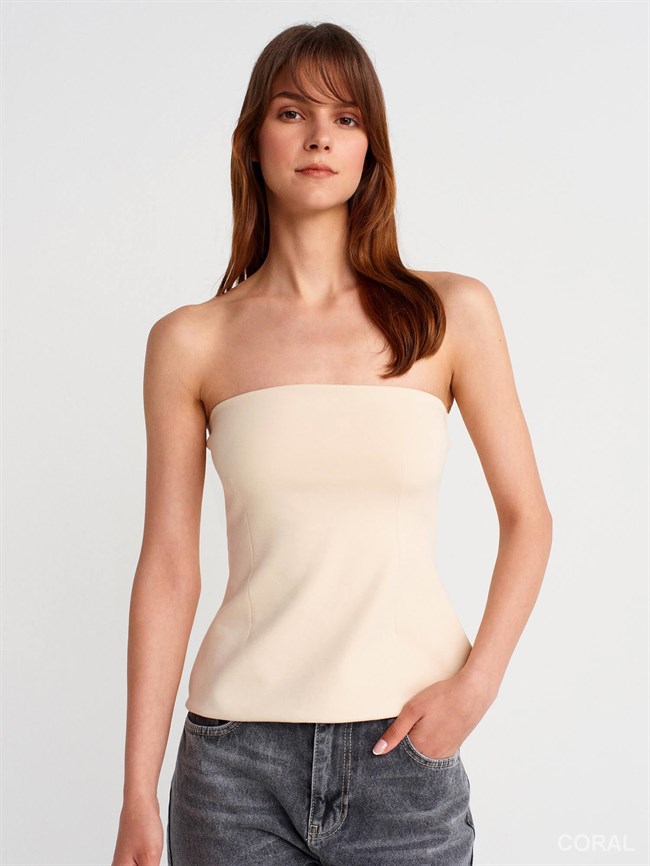 Straplez Bluz 31860 Taş