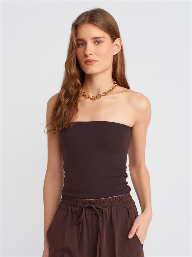 Straplez Büstiyer 20659 Koyu Kahve