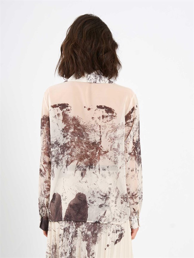 Suluboya Efektli Şifon Gömlek 080813 Bej